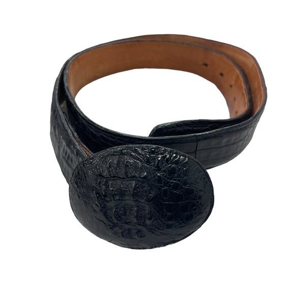 Corral Men'sCrocodile Belt Oval Buckle Black 40